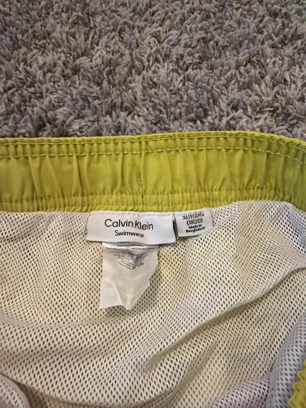 Calvin Klein Boys Yellow Swim Shorts XLarge - Swimwear Beachwear